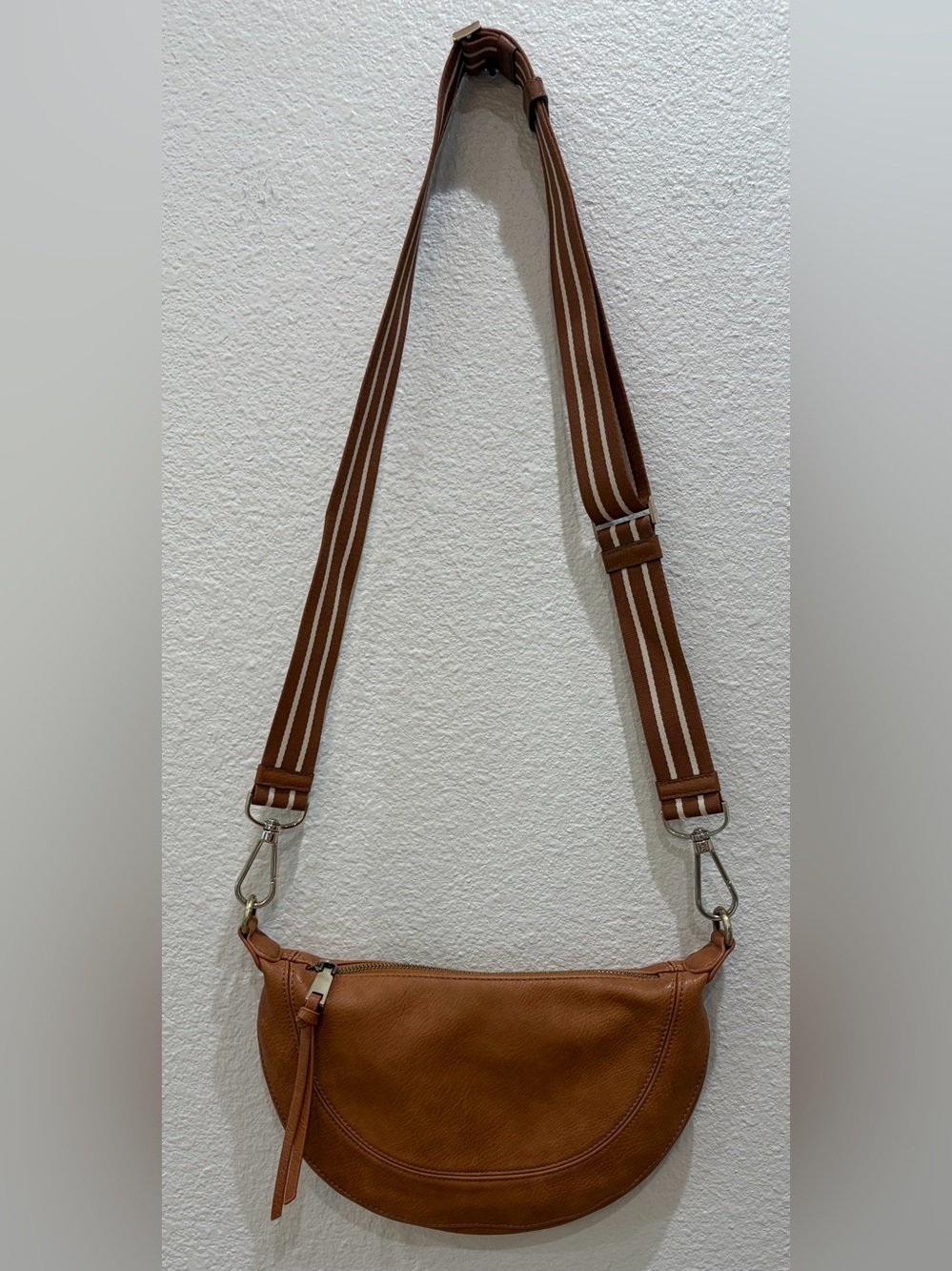 Urban Originals Tan Brown Crossbody Bag with Striped Strap